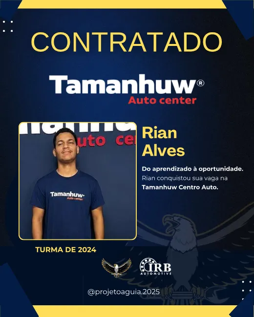 Rian Alves, contratado pela Tamanhuw Centro Auto